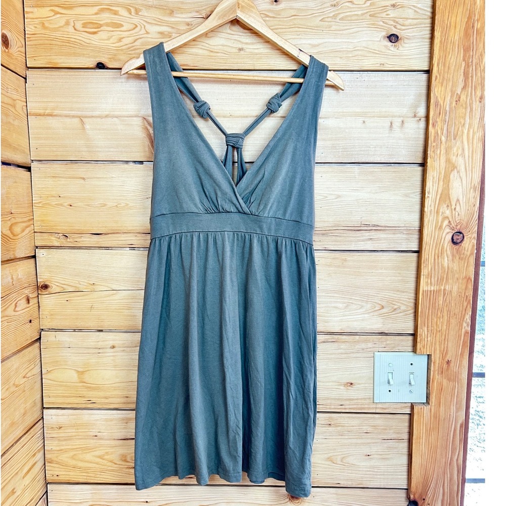 MAKE+MODEL Olive Green Knotted Back V-Neck‎ Empire Waist Mini Dress Mens Size M